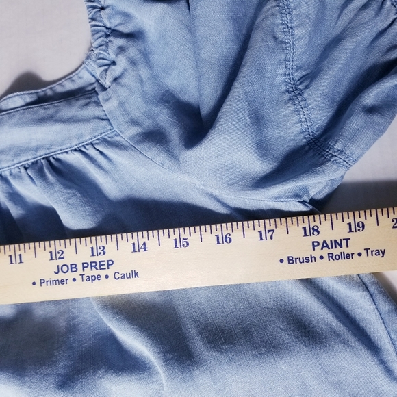 LOFT JEAN BLOUSE WITH PUFFED SLEEVES SIZE MEDIUM - Picture 9 of 13